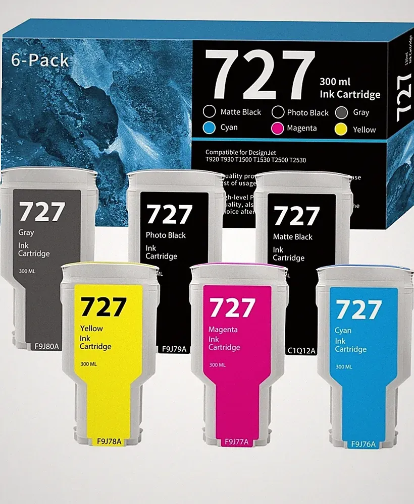 300ml 727 Matte Black Photo Black Cyan Yellow Gray Magenta Ink Cartridge