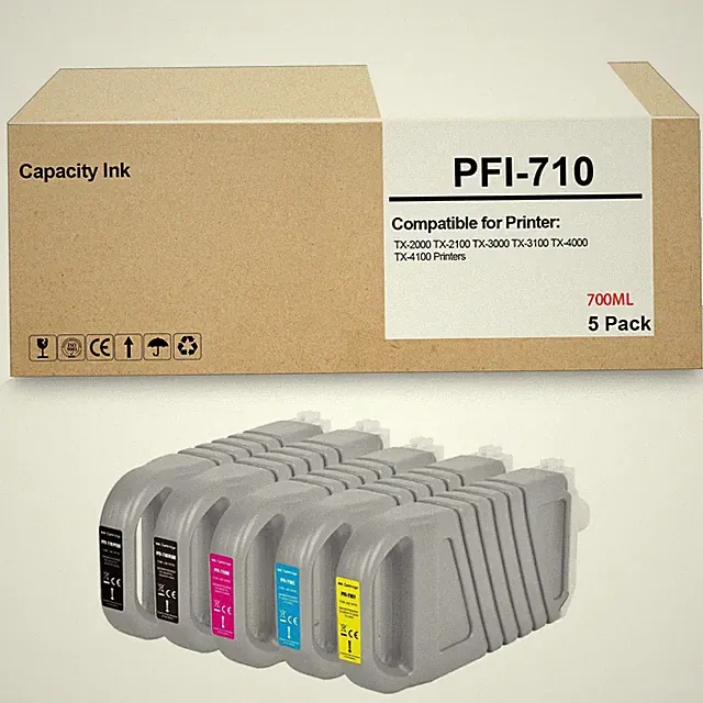5 Pack PFI-710 PFI710 Ink Cartridge for iPF TX-2000 TX-3000 TX-4000 700 ML