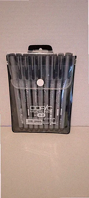 Copic Multiliner Set B-2 Black Fine Line 8pc Waterproof Pigment Ink Made Japan