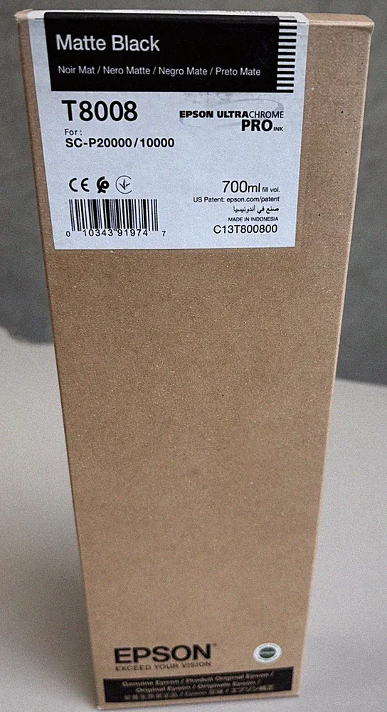 Genuine Epson Matte Black Ink Cartridge T8008 700ml SC-P20000 - 5.2023 + 11.2024