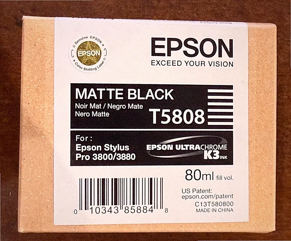 Genuine Epson T5808 Matte Black Ink Cartridge 3800 3880 Exp: 11 / 2015 Free Ship