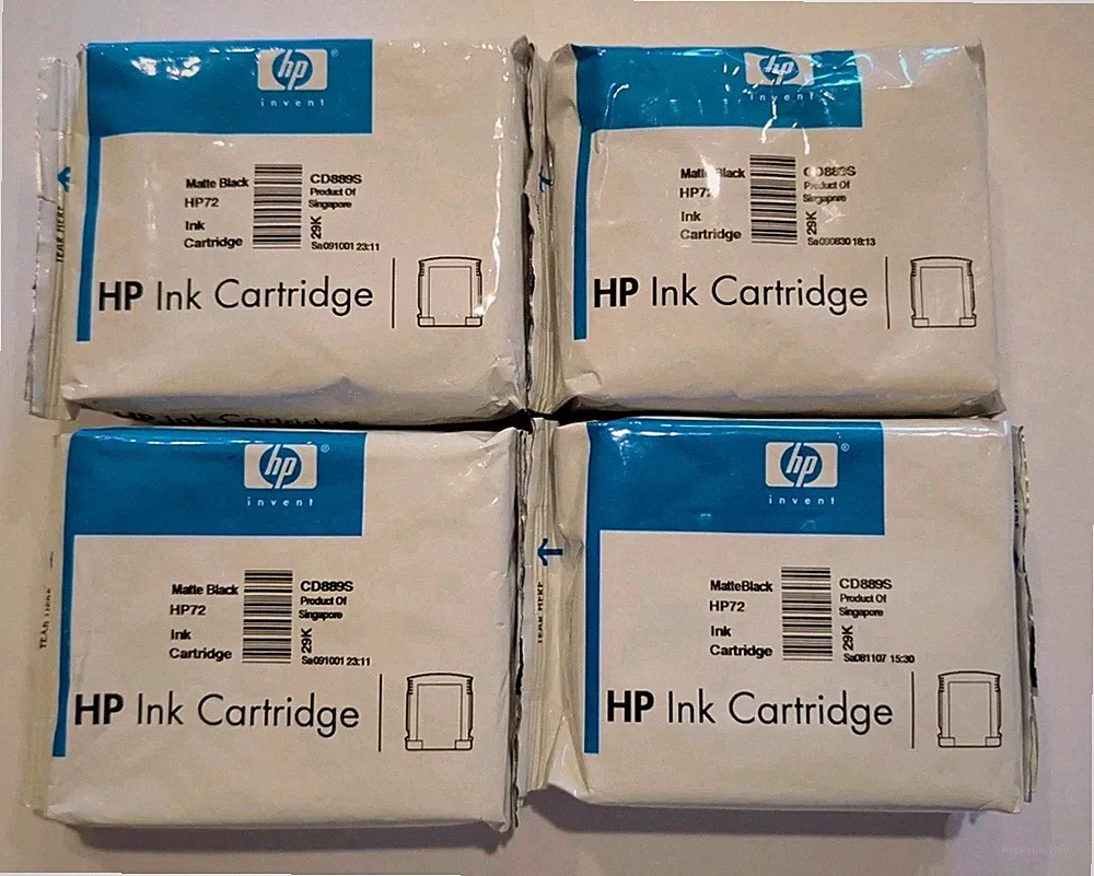 Matte Black GENUINE HP 72 DesignJet Ink Cartridges Lot of 4 SEALED