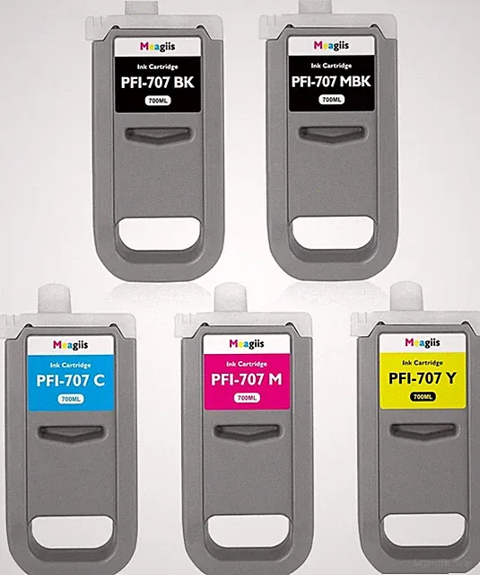 PFI-707 Ink Tank 700ML 5-Pack Replacement for Canon PFI-707MBK PFI-707BK PFI-707