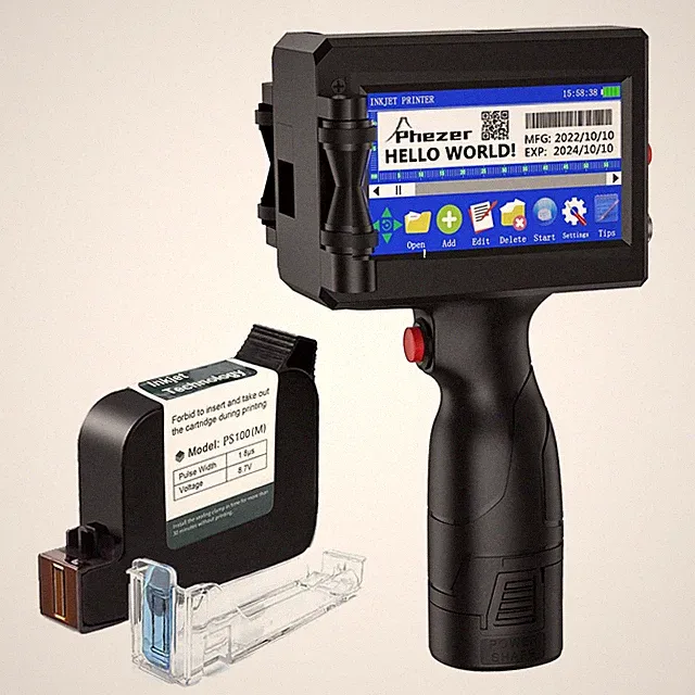 Phezer P15 Handheld Inkjet Printer for Flat Surface 0.5 Inch Nozzle for QRCode