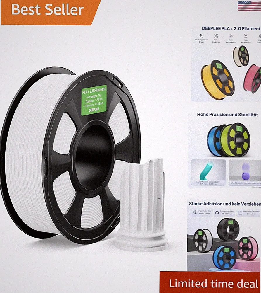 PLA+ 2.0 Filament 1.75mm, Stronger Toughness 3D Printer Filament, White 1KG,...