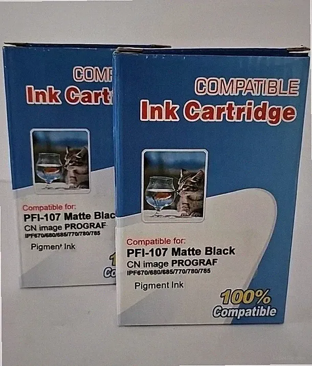Set of 2 Compatible Ink Cartridges Fir PFI-107 Matte Black Pigment Ink
